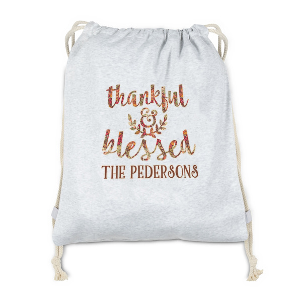 Custom Thankful & Blessed Drawstring Backpack - Sweatshirt Fleece - Single Sided (Personalized)