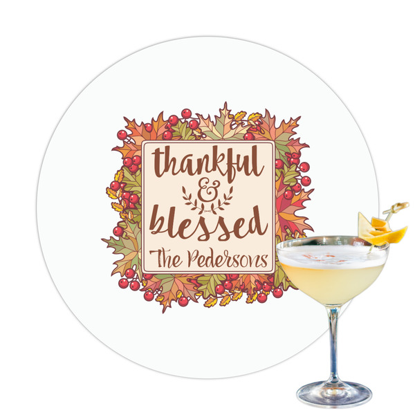 Custom Thankful & Blessed Printed Drink Topper - 3.25" (Personalized)