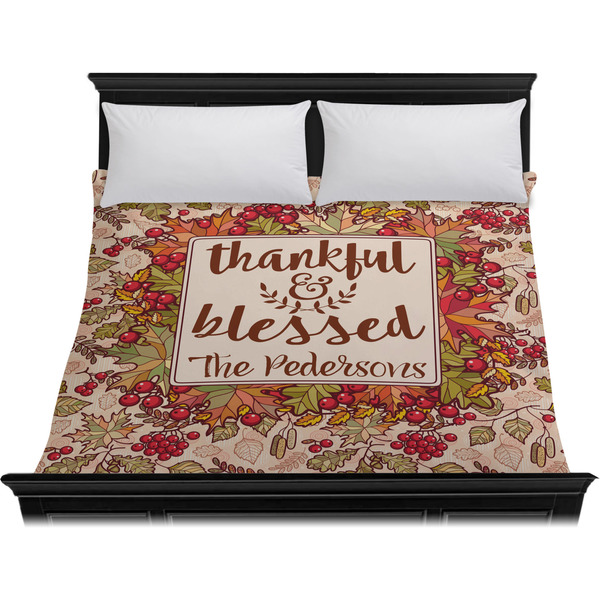 Thankful & Blessed Duvet Cover - King - On Bed - No Prop