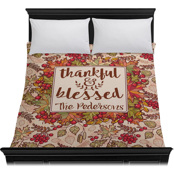 Thankful & Blessed Duvet Cover - Queen - On Bed - No Prop