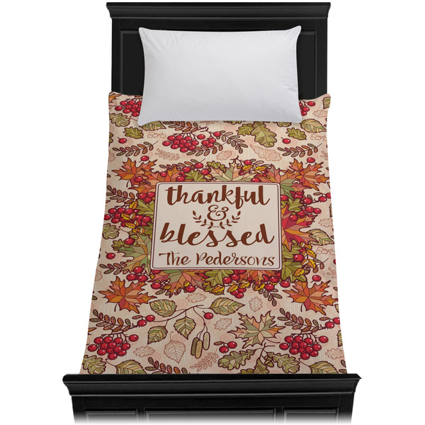 Thankful & Blessed Duvet Cover - Twin - On Bed - No Prop
