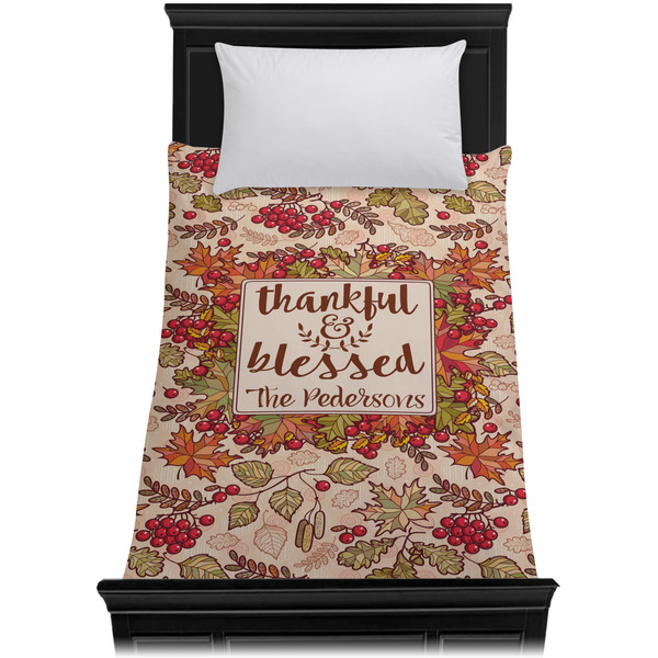 Thankful & Blessed Duvet Cover - Twin XL - On Bed - No Prop