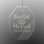 Thankful & Blessed Engraved Glass Ornament - Octagon (Personalized)