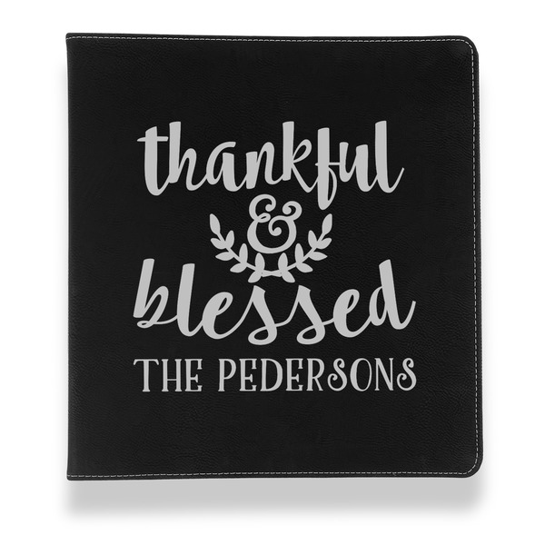 Custom Thankful & Blessed Leather Binder - 1" - Black (Personalized)