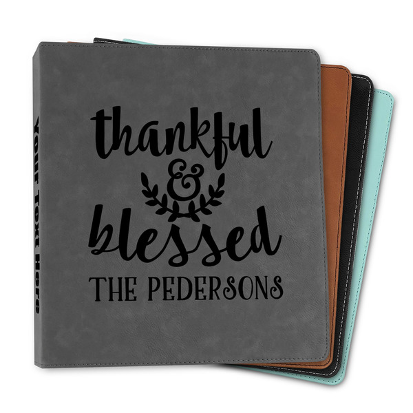 Custom Thankful & Blessed Leather Binder - 1" (Personalized)