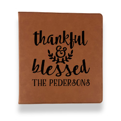Thankful & Blessed Leather Binder - 1" - Rawhide (Personalized)