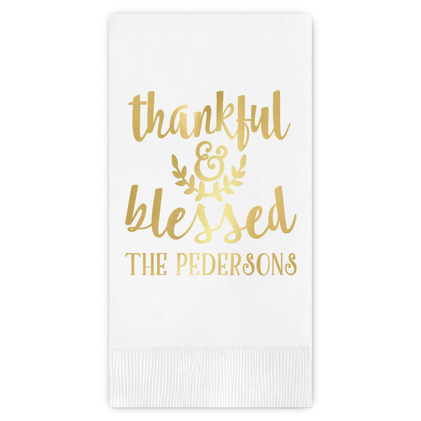 Custom Thankful & Blessed Guest Napkins - Foil Stamped (Personalized)