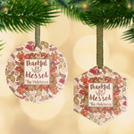 Thankful & Blessed Flat Glass Ornament w/ Name or Text