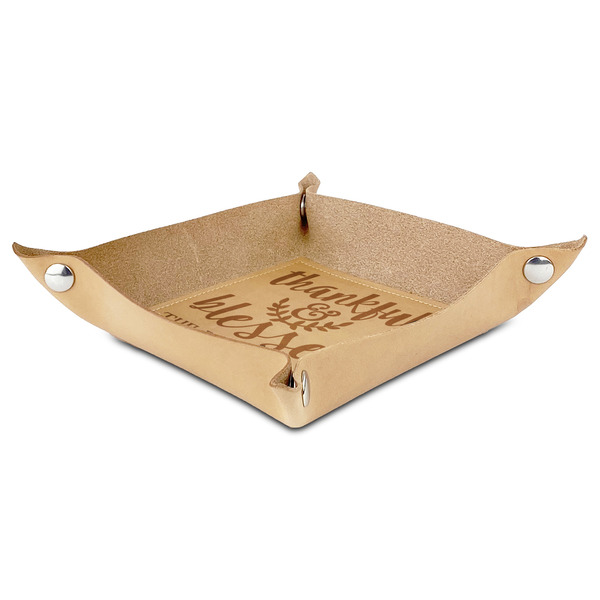 Thankful & Blessed Genuine Leather Valet Trays - ANGLE (folded)