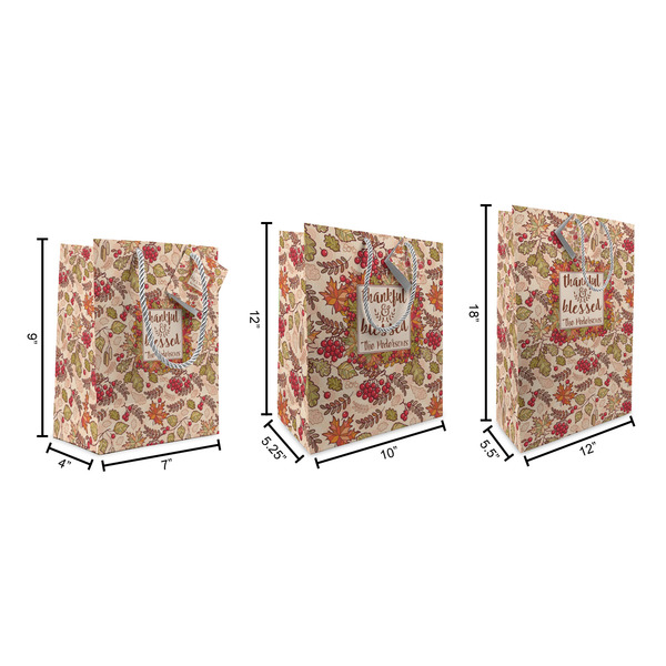 Thankful & Blessed Gift Bags - All Sizes - Dimensions