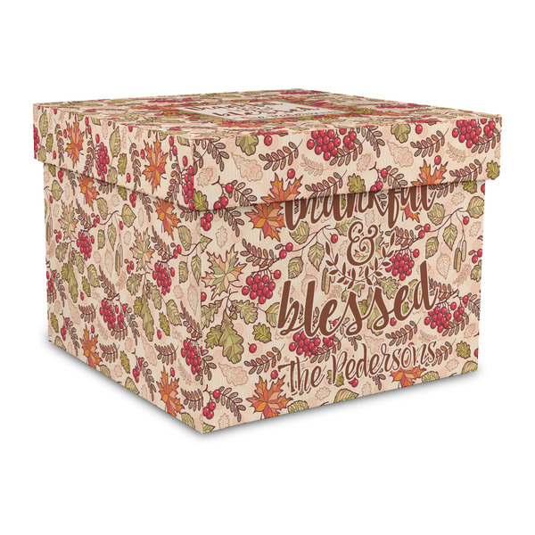 Custom Thankful & Blessed Gift Box with Lid - Canvas Wrapped - Large (Personalized)