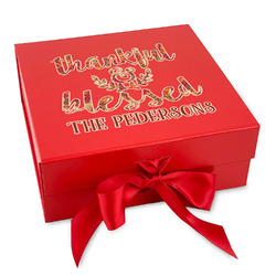 Thankful & Blessed Gift Box with Magnetic Lid - Red (Personalized)