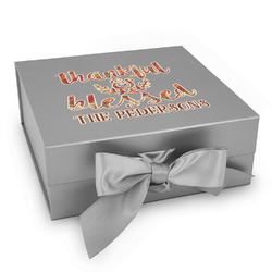 Thankful & Blessed Gift Box with Magnetic Lid - Silver (Personalized)
