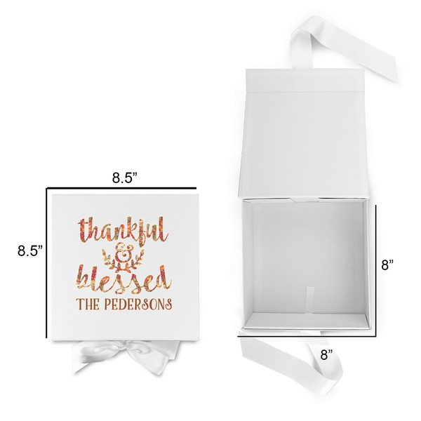 Thankful & Blessed Gift Boxes with Magnetic Lid - White - Open & Closed