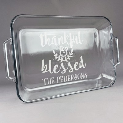 Thankful & Blessed Glass Baking and Cake Dish (Personalized)