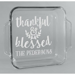 Thankful & Blessed Glass Cake Dish - 8in x 8in (Personalized)