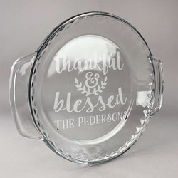 Thankful & Blessed Glass Pie Dish - 9.5in Round (Personalized)