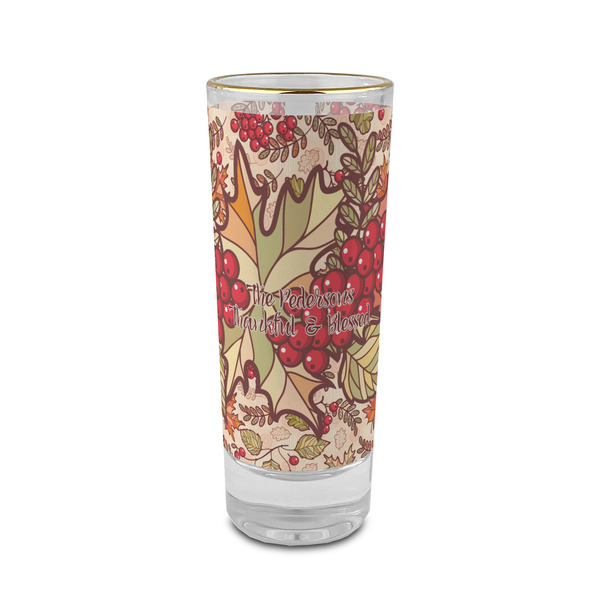 Custom Thankful & Blessed 2 oz Shot Glass - Glass with Gold Rim (Personalized)