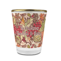 Thankful & Blessed Glass Shot Glass - 1.5 oz - with Gold Rim - Set of 4 (Personalized)