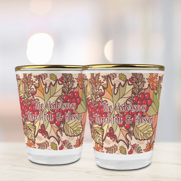 Thankful & Blessed Glass Shot Glass - with gold rim - LIFESTYLE