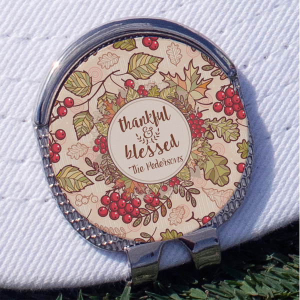 Thankful & Blessed Golf Ball Marker Hat Clip - Silver - Front