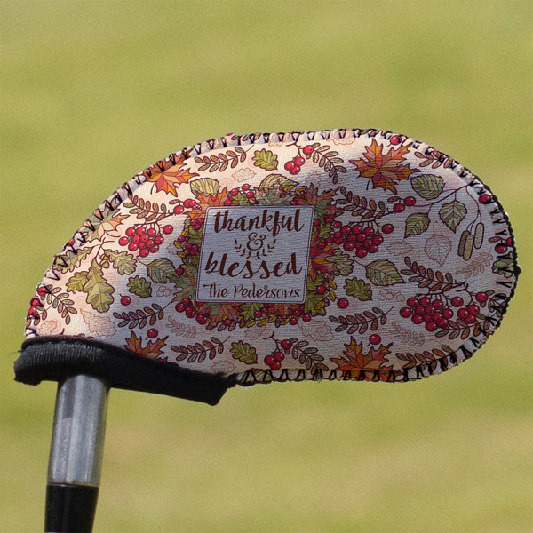 Custom Thankful & Blessed Golf Club Iron Cover (Personalized)
