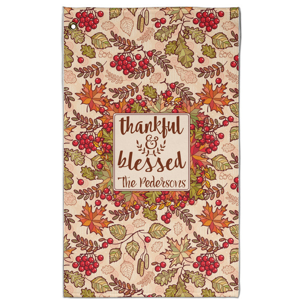 Custom Thankful & Blessed Golf Towel - Poly-Cotton Blend - Large w/ Name or Text