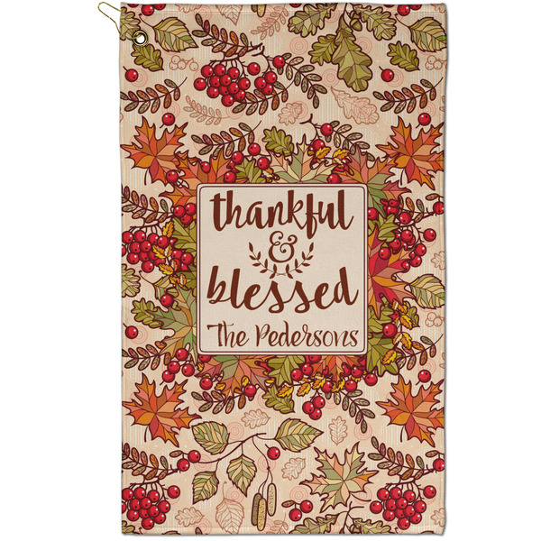 Custom Thankful & Blessed Golf Towel - Poly-Cotton Blend - Small w/ Name or Text