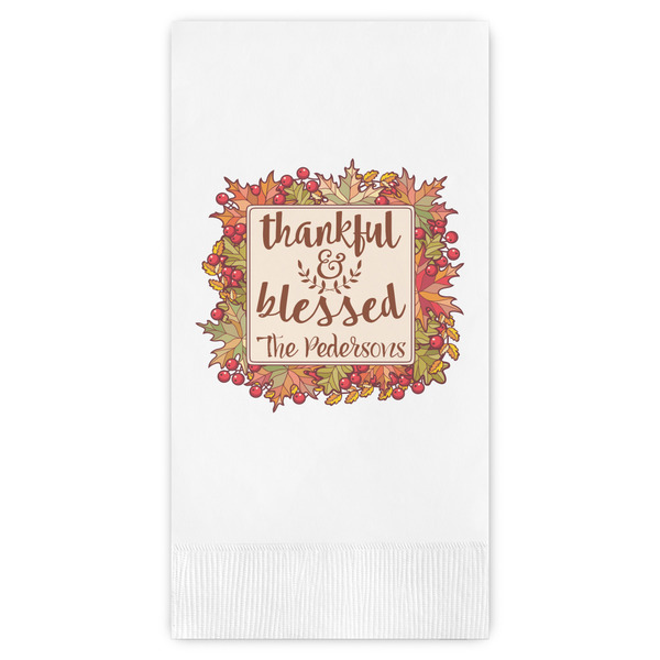 Custom Thankful & Blessed Guest Napkins - Full Color - Embossed Edge (Personalized)