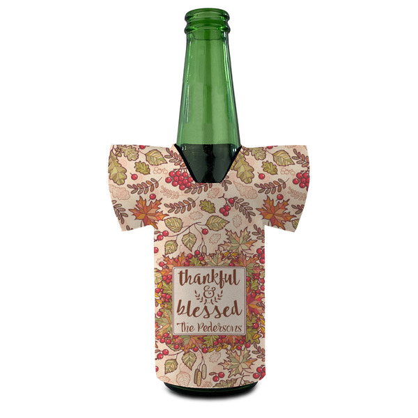 Thankful & Blessed Jersey Bottle Cooler - Set of 4 - FRONT (on bottle)