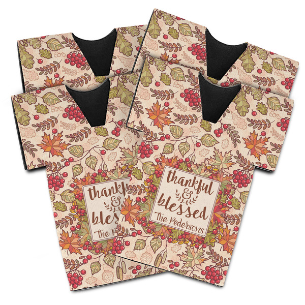 Thankful & Blessed Jersey Bottle Cooler - Set of 4 - MAIN (flat)