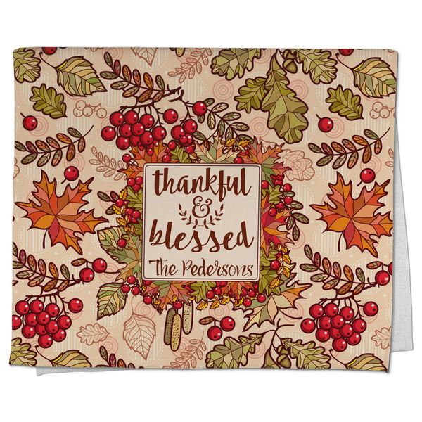 Custom Thankful & Blessed Kitchen Towel - Poly Cotton w/ Name or Text
