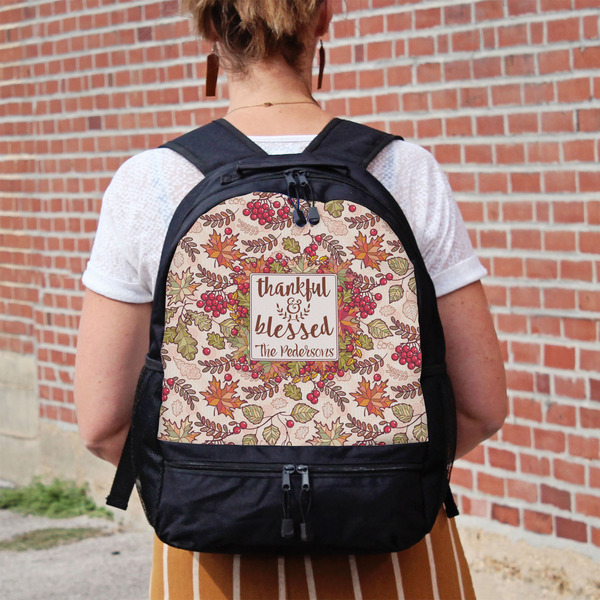 Thankful & Blessed Large Backpack - Black - On Back