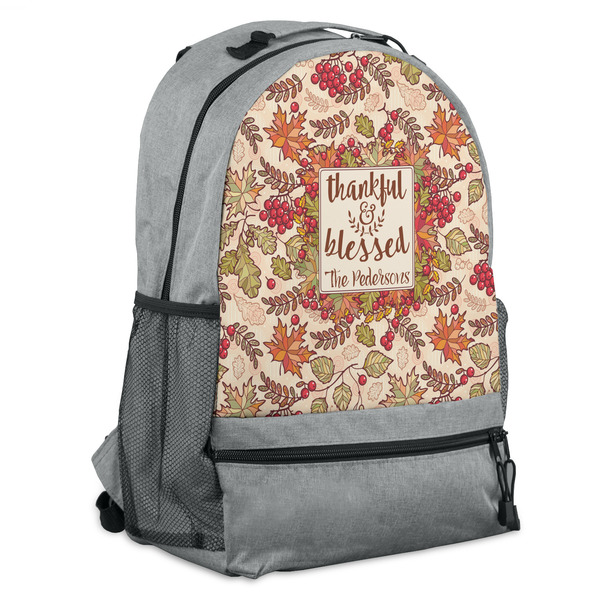 Custom Thankful & Blessed Backpack - Grey (Personalized)