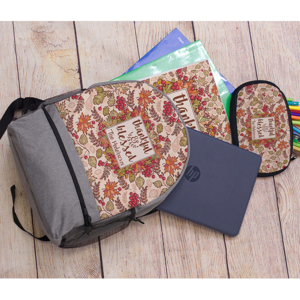 Thankful & Blessed Large Backpack - Gray - With Stuff