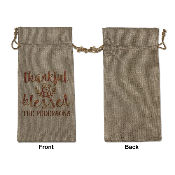 Thankful & Blessed Large Burlap Gift Bags - Front Approval
