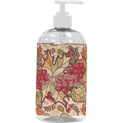 Thankful & Blessed Plastic Soap / Lotion Dispenser (16 oz - Large - White) (Personalized)