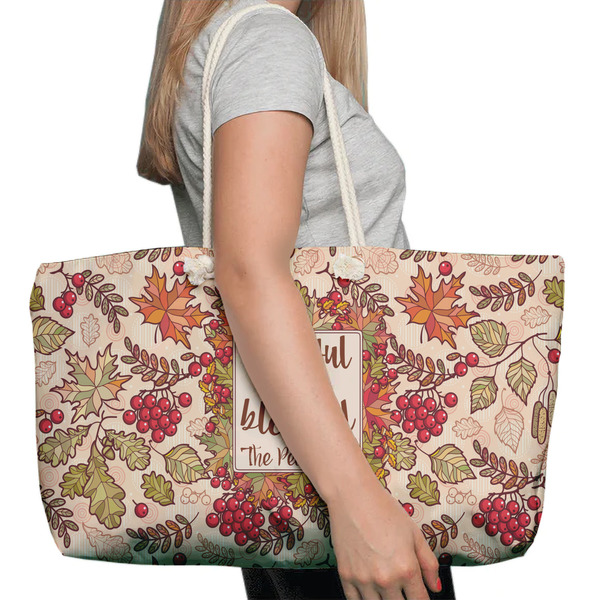 Thankful & Blessed Large Rope Tote Bag - In Context View