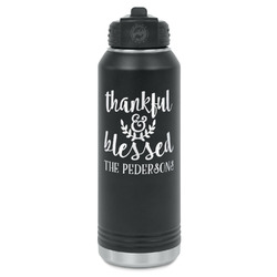 Thankful & Blessed Water Bottle - Laser Engraved - Front (Personalized)