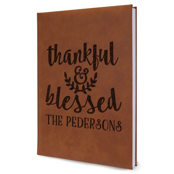 Custom Thankful & Blessed Leatherette Journal - Large - Single Sided (Personalized)