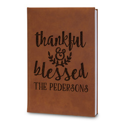 Thankful & Blessed Leatherette Journal - Large - Double Sided (Personalized)