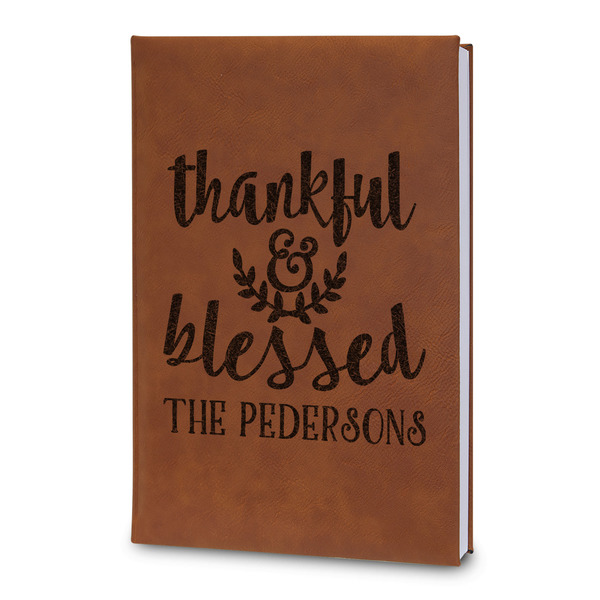Custom Thankful & Blessed Leatherette Journal - Large - Double Sided (Personalized)