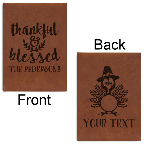 Thankful & Blessed Leatherette Journals - Large - Double Sided - Front & Back View