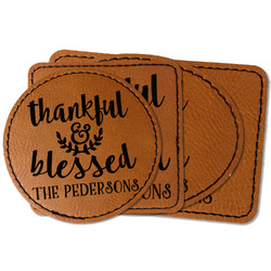Thankful & Blessed Faux Leather Iron On Patch (Personalized)