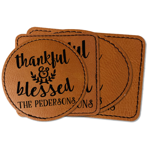 Custom Thankful & Blessed Faux Leather Iron On Patch (Personalized)