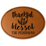 Thankful & Blessed Faux Leather Iron On Patch - Oval (Personalized)