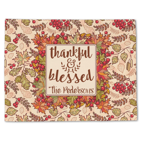 Custom Thankful & Blessed Single-Sided Linen Placemat - Single w/ Name or Text