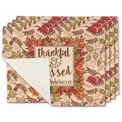 Thankful & Blessed Single-Sided Linen Placemat - Set of 4 w/ Name or Text