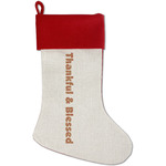 Thankful & Blessed Red Linen Stocking (Personalized)