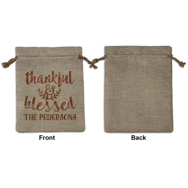 Thankful & Blessed Medium Burlap Gift Bag - Front Approval